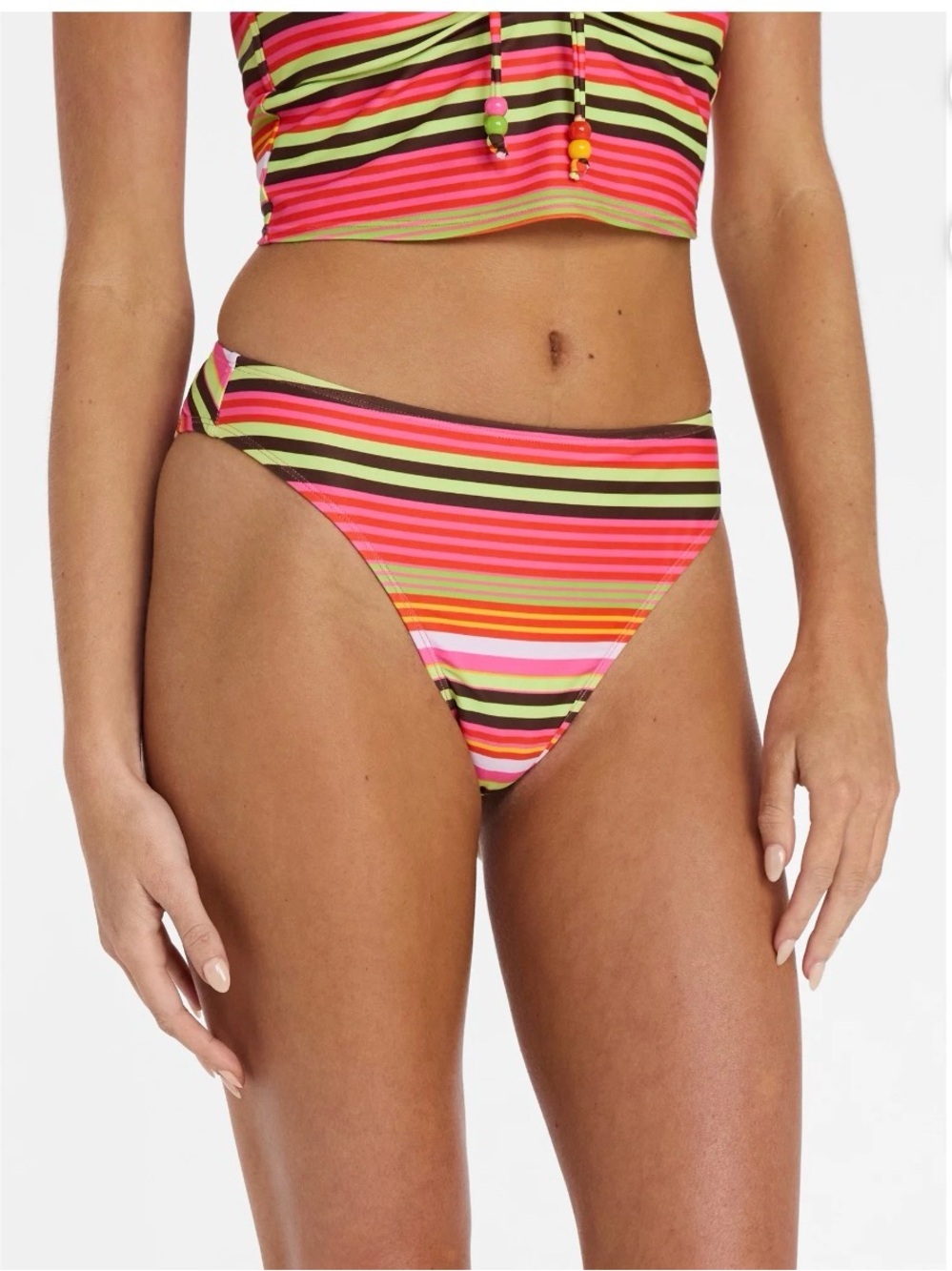 No Boundaries Neon Stripe High-Leg Bikini Bottom